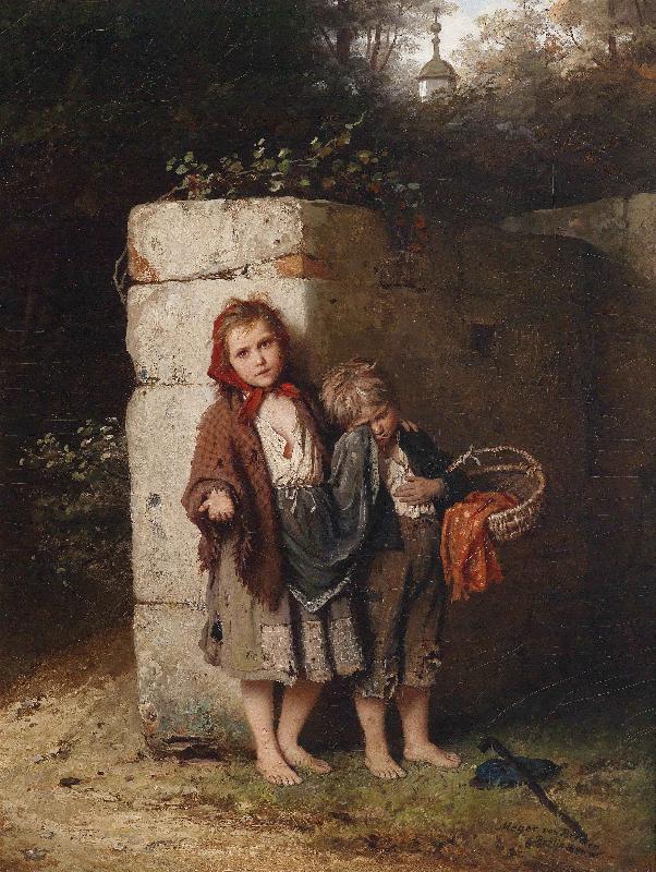 Johann Georg Meyer Bettelnde Kinder Norge oil painting art